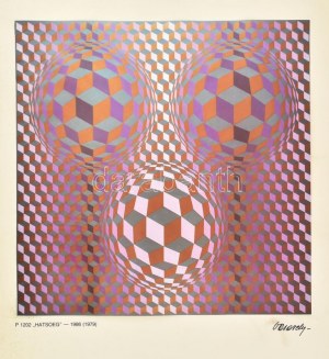 Vasarely Victor (1908-1997): Hatsoeg. Ofszet nyomat, papír. Jelzett a nyomat alatt nyomtatva...