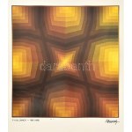 Vasarely Victor (1908-1997): Onnca. Ofszet nyomat, papír. Jelzett a nyomat alatt nyomtatva. Sarkaiban kartonra rögzítve...