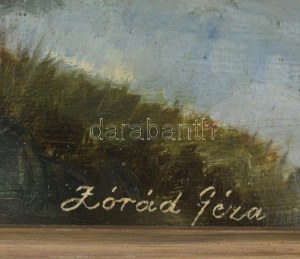 Zórád Géza (1896-1959): Vízparti fények. Olaj, karton. Jelezve jobbra lent. Dekoratív fakeretben...