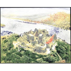 Zsankó László (1966-): Fellegvár. Lito-ofszet, papír, jelzett, számozott (95/200), 23x29 cm. A 2001...
