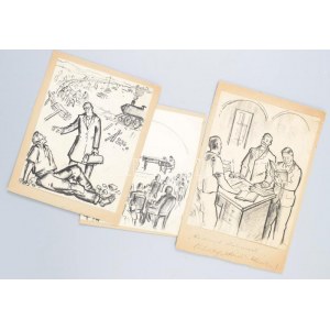 Jelzés nélkül, feltehetően 1920-40 körül, 3 db rajz (egyik hátoldalán későbbi Ruzicskay felirattal: Koncert...