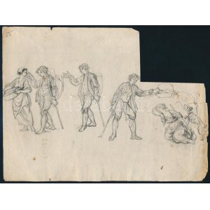 Jelzés nélkül, XVIII./XIX. sz. erdélyi művész, 3 db rajz: Alaktanulmányok. Tus, papír. 9,5x15, 17,5x13 és 18x24 cm...