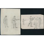 Jelzés nélkül, XVIII./XIX. sz. erdélyi művész, 3 db rajz: Alaktanulmányok. Tus, papír. 9,5x15, 17,5x13 és 18x24 cm...