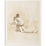 Zichy Mihály (1827-1906): Erotikus jelenet. nyomat, paszpartuban, 18×14 cm