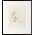 Zichy Mihály (1827-1906): Erotikus jelenet. nyomat, paszpartuban, 18×14 cm