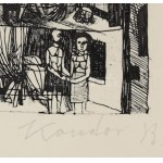 Kondor Béla (1931-1972): Illusztráció (Vélez de Guevara: A sánta ördög c. kötethez). Rézkarc, papír, utólagos jelzéssel...