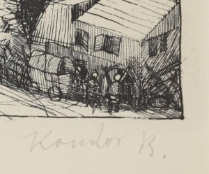 Kondor Béla (1931-1972): Illusztráció (Vélez de Guevara: A sánta ördög c. kötethez). Rézkarc, papír, utólagos jelzéssel...