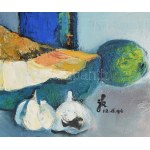 Jk jelzéssel: Csendélet. Olaj, vászon, keretben. 27x37 cm