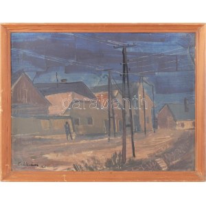 Csákvári jelzéssel: Vihar előtt. Olaj, karton, fakeretben, 30×39 cm