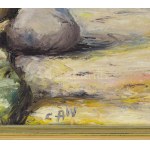 CAW jelzéssel: Vitorlás a vízen. Olaj, vászon, dekoratív keretben 40x50 cm
