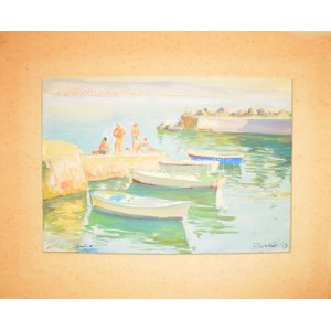 Olvashatatlan jelzéssel: Opatija. Akvarell, papír, jelzett, keretben 23x33 cm