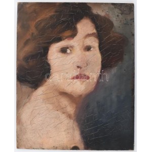 Jelzés nélkül, XX. sz. első fele: Női arckép. Olaj, karton, 23,5×18,5 cm