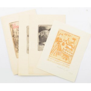 Nechánszky József (1936- ): 4 db ex libris és kisgrafika. Rézkarc, papír, mindegyik jelzett, klf...