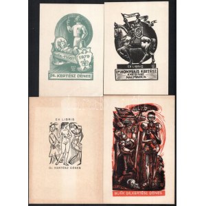 Ex libris Kertész Dénes 4 db klf, közte erotikus 11x15 cm ig