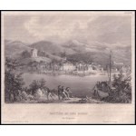 cca 1850 Kiskőszeg látképe, Battina an der Donau, acélmetszet, Hildburghausen...