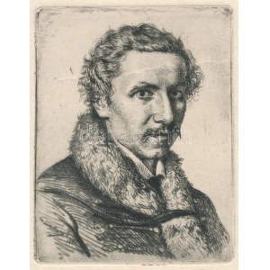Marastoni József (1834-1895). Férfiportré, 1861. Rézkarc, papír, jelzett a karcon. 7,5x6 cm.
