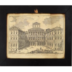 cca 1760-1770 Veduta del Palazzo Barberino (Róma). Rézmetszet, papír, jelzett a metszeten, [Domenico] Montagu metszése...