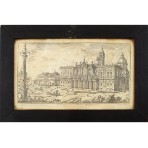 cca 1760-1770 Veduta di S. Maria Maggiore (Róma). Rézmetszet, papír, jelzett a metszeten, [Domenico] Montagu metszése...