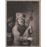 David Teniers után, Abel Lurat (1829-1890) metszése: L'ouie. Rézkarc, papír, jelzett a metszeten...