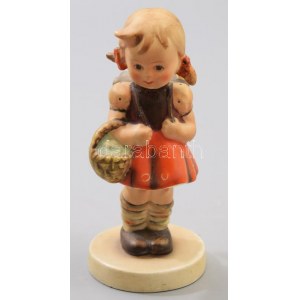 Hummel kislány kosárral, restaurált, jelzett, m: 11,5 cm