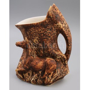 Világhy Árpád lovas mintás kancsó, címkével jelzett, m: 24,5 cm