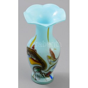 cca 1960, Murano anyagában színezett váza, jelzés nélkül, m: 15 cm