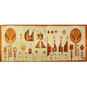 Németh Éva (1930-2019) textilművész: Faliszőttes lányalakkal és állatalakokkal. Jó állapotban, 175x70 cm //...