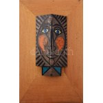 Duray Tibor (1912 - 1988): Önarckép. Tűzzománc, fémlemez, jelzés nélkül, apró felületi sérüléssel, fatáblán, 22x11 cm...