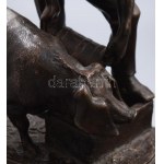 Isidore Bonheur (francia, 1927-1901) szobrász, Hippolyte Peyrol (1832-1921) öntőmester: Disznót etető férfi. cca, 19...