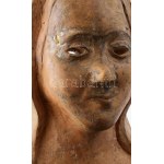 Katona Zsuzsa (1951-): Sziénai Szent Katalin. 2001, faragott fa. Jelzett, m: 39,5 cm /// Munkácsy...