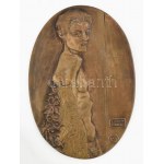 Kótai József (1940- ): Egon Schiele. Bronz plakett, jelzett, 3 példányban készült, 19x13 cm