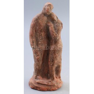 Gyenes Tamás (1920-1963): Szerelmespár. Festett gipsz, 1963, jelzett, m: 24,5 cm