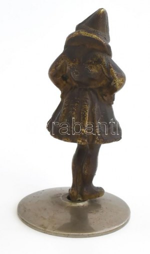 Bohóc. Bronz figura, talapzaton, jelzés nélkül, m: 13,5 cm