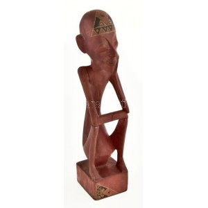 Afrikai faragott, festett fa szobor 42 cm