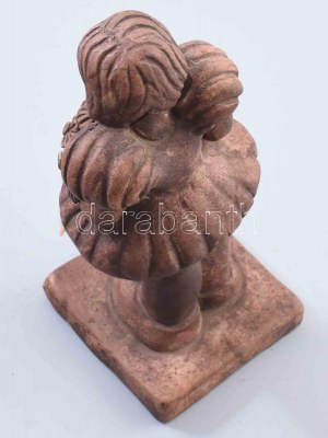 Reményi József(?) (1887-1977): Lány virággal. Jelzett, anyaghibákkal, m: 18 cm