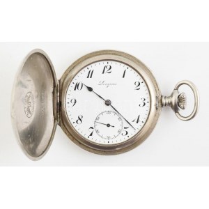 Longines acéltokos, duplafedeles zsebóra, jelzett, nem működik, hiányos. d: 50 mm