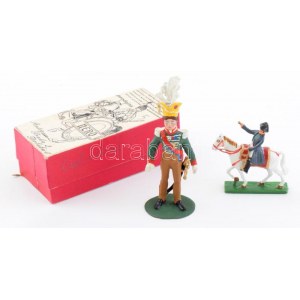 2 db kézzel festett cseh ólomkatona, az egyik eredeti dobozában, m: 4,5 - 7,5 cm