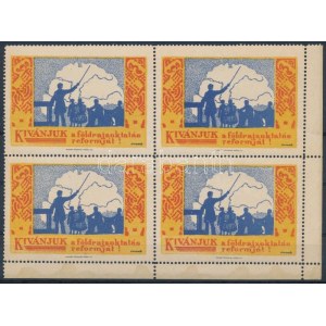 1930 körül Kívánjuk a földrajzoktatás reformját levélzáró négyestömb / label block of 4