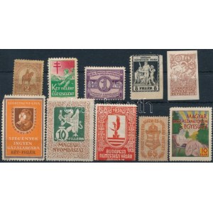 1915-1931 10 db klf régi magyar levélzáró és segélybélyeg, közte ritka is