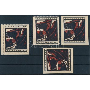 1927 XIV-es hollók Esztergom 2 db fogazott és 2 db vágott levélzáró