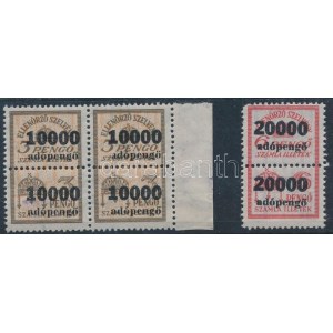 1946 Számlailleték 20.000 adópengő párban és 10.000 adópengő ívszéli 4-es tömbben