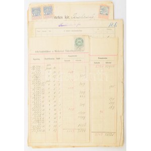 cca 1900-1910 10 db okmánybélyeges, számlailletékes okmány