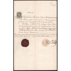 1869 Munkács, anyakönyvi kivonat. Ruzsák Lajos plébános aláírásával
