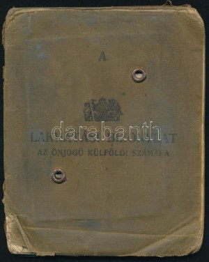 1931 Lakhatási Bizonylat önjogú külföldi számára, fényképes igazolvány