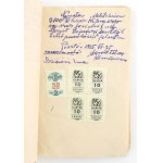 1965 Kézzel írt nyugtakönyv, bejegyzések illetékbélyegekkel.