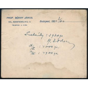 Bókay János (1858?1937) orvos aláírása kártyán