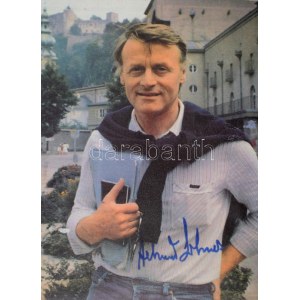 Helmuth Lohner (1933-2015) osztrák színész aláírása az őt ábrázoló képen