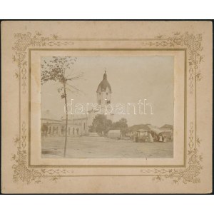 cca 1900 Szinérváralja, római katolikus templom, kartonra kasírozott fotó, 8×10 cm