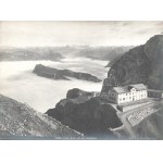cca 1920 Svájci kilátó, hegyi vasút, csónakázók, tájak, 5 db feliratozott vintage fotó, ezüst zselatinos fotópapíron...