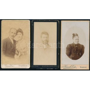 cca 1880-1900 3 db mignon fotó különböző műtermekből, 8×4,5 cm